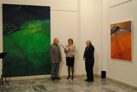 Vernisaž v Trebišove - p. riaditeľka Kereštanová Mgr. a majster Bubán